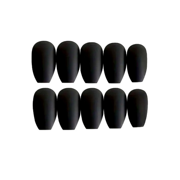 Matte Black Press-On Nails. 💅 can be used more than once. For all occasions. - Picture 1 of 7